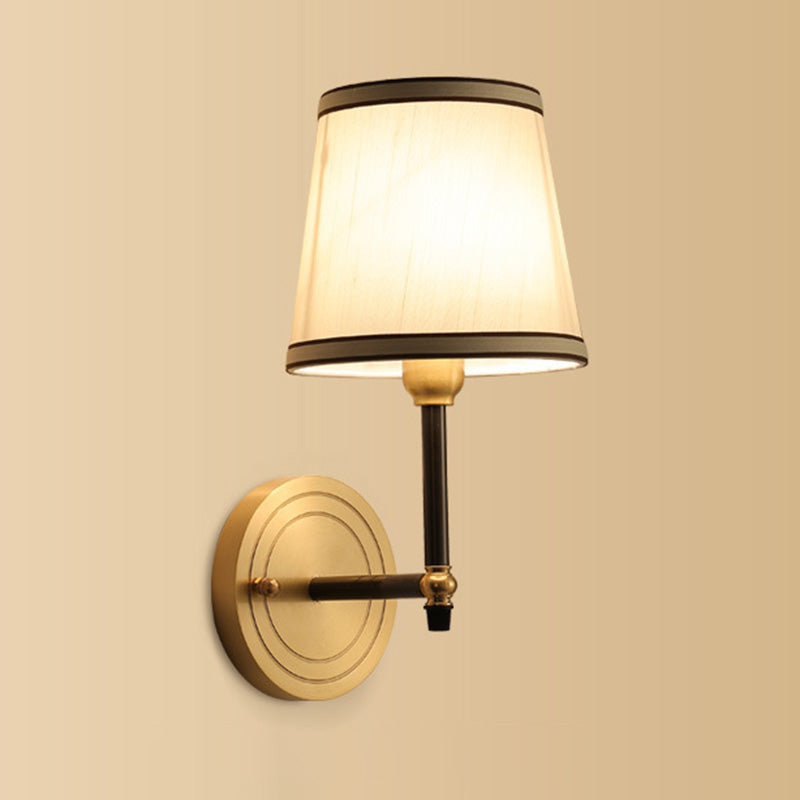 Manon Geometric Fabric Wall Sconce 1-Head Gold Finish