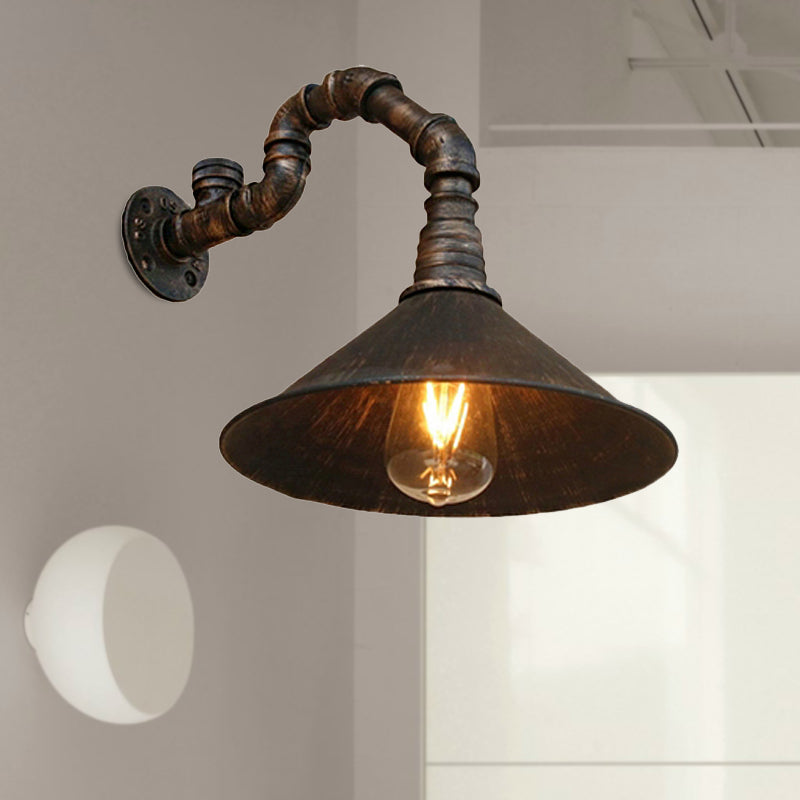 Émilie Antique Brass Cone Wall Sconce Farmhouse