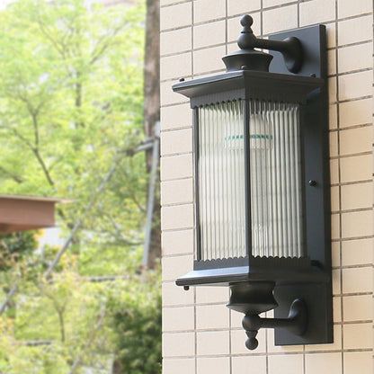 Isabelle Retro Ribbed Glass Outdoor Wall Sconce