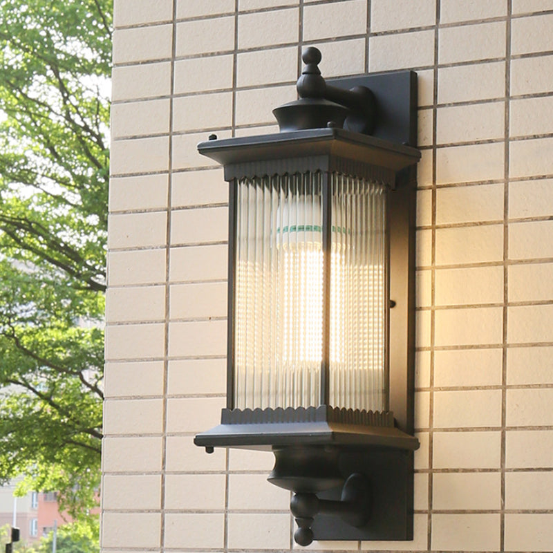 Isabelle Retro Ribbed Glass Outdoor Wall Sconce