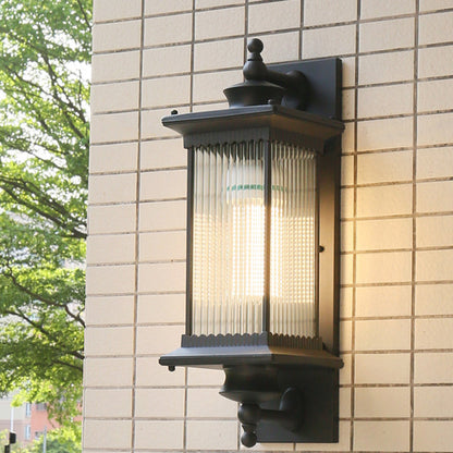Isabelle Retro Ribbed Glass Outdoor Wall Sconce