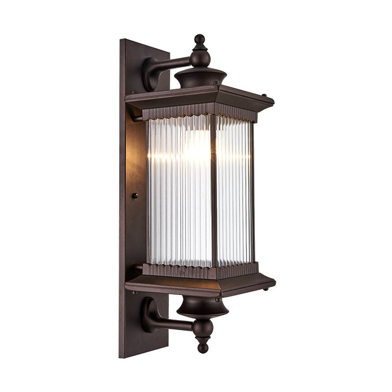 Isabelle Retro Ribbed Glass Outdoor Wall Sconce