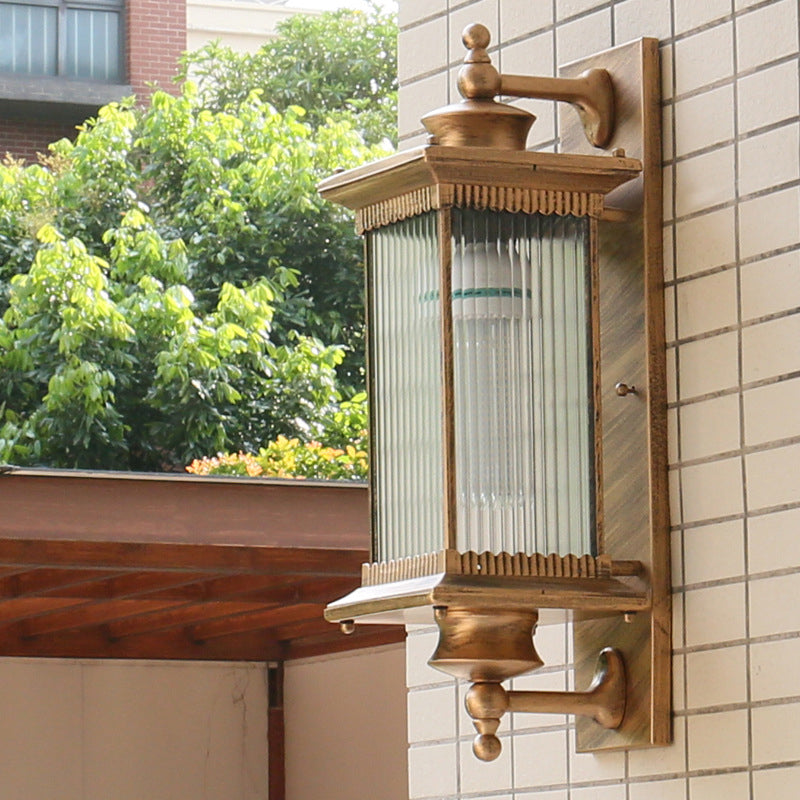 Isabelle Retro Ribbed Glass Outdoor Wall Sconce
