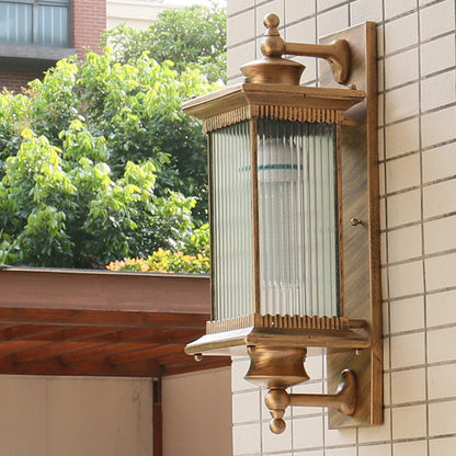 Isabelle Retro Ribbed Glass Outdoor Wall Sconce