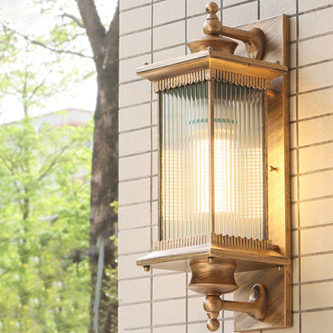Camille Retro Rippen-Glas-Wandleuchte für den Außenbereich in Black Coffee Bronze