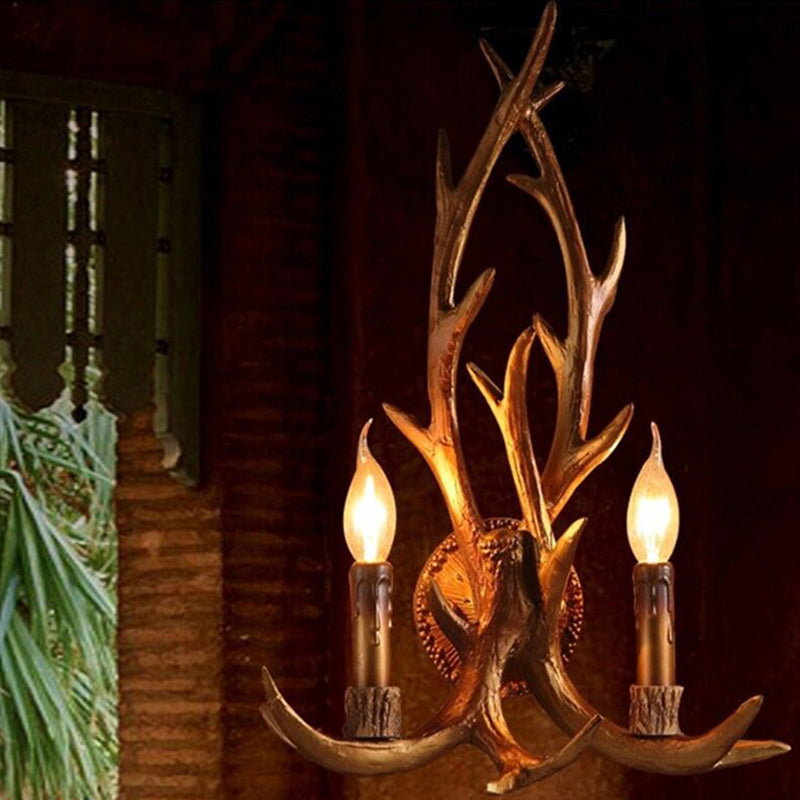 Hélène Classic Deer Horn Resin 2-Head Wall Sconce