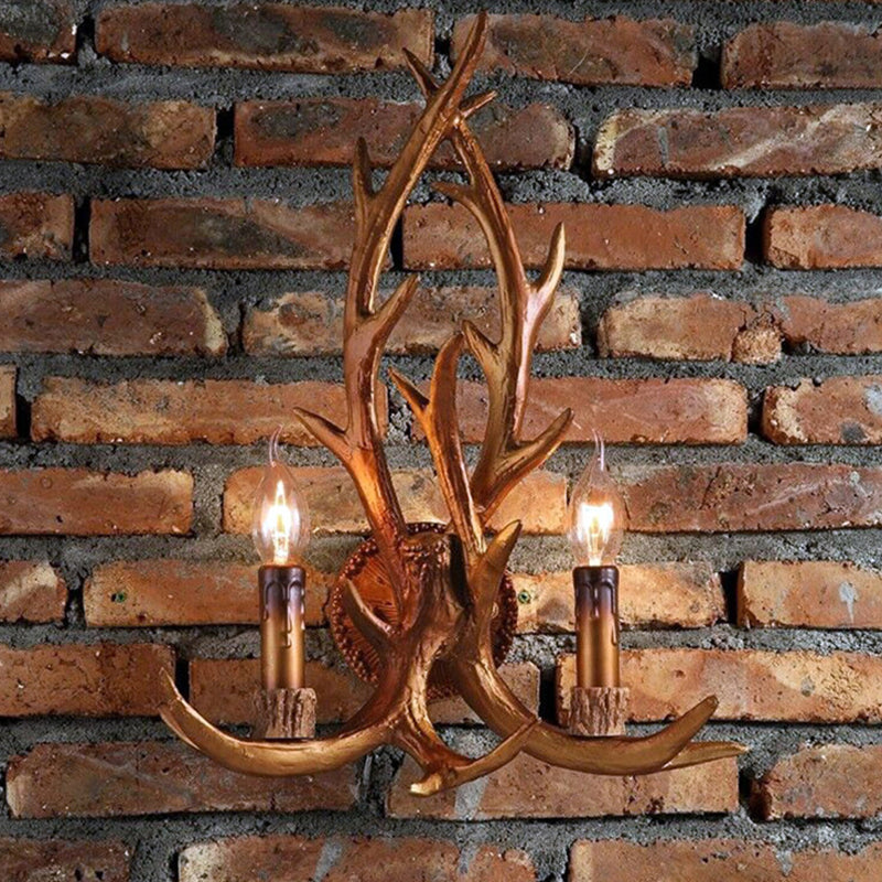 Hélène Classic Deer Horn Resin 2-Head Wall Sconce