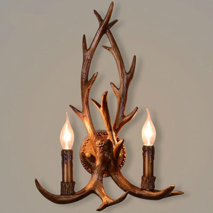 Hélène Classic Deer Horn Resin 2-Head Wall Sconce