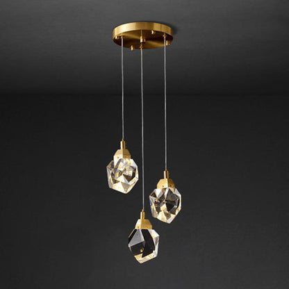 Auriane Crystal Gemstone Brass Pendant Light