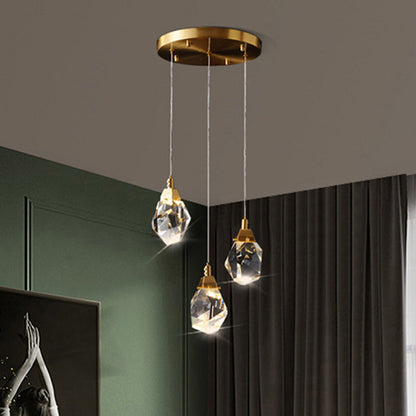 Auriane Crystal Gemstone Brass Pendant Light