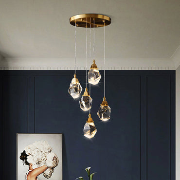 Auriane Crystal Gemstone Brass Pendant Light
