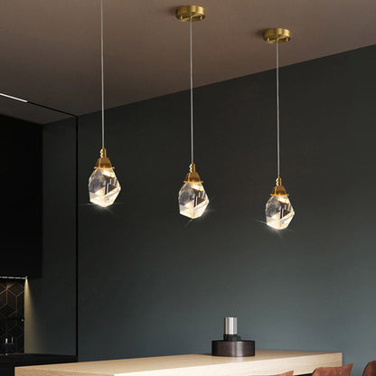 Auriane Crystal Gemstone Brass Pendant Light