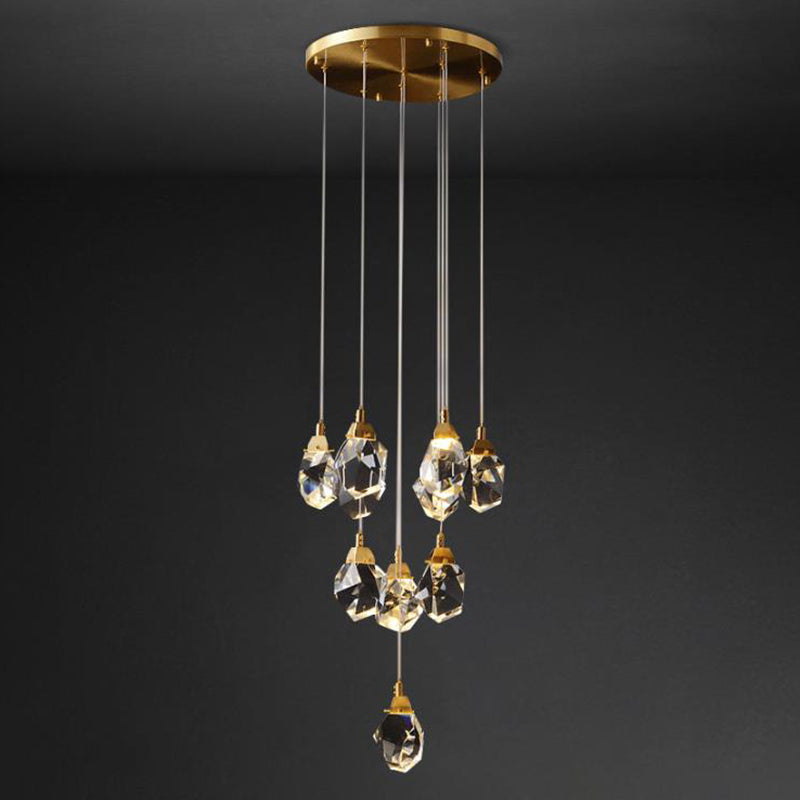 Auriane Crystal Gemstone Brass Pendant Light