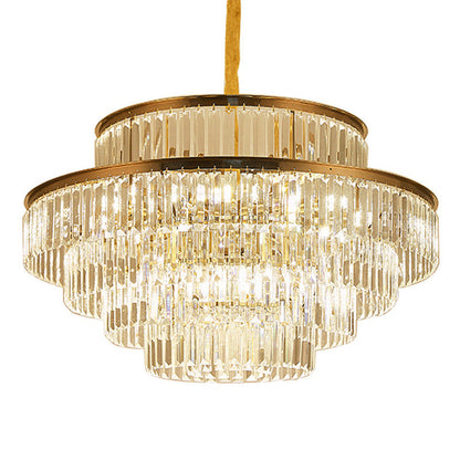 Adeline Tri-Prism Kristall-Etagenleuchter in Gold