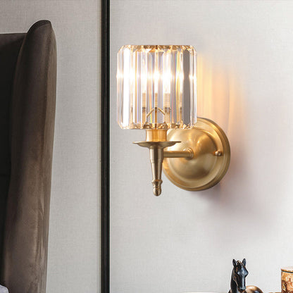 Colette Brass Crystal Cylinder Wall Light Sconce