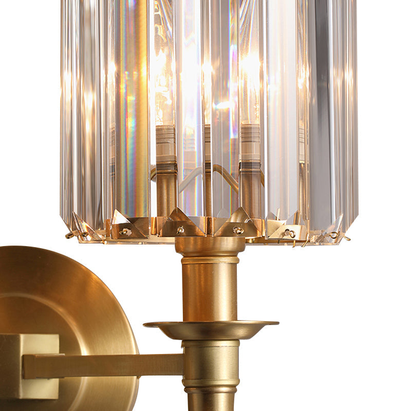 Colette Brass Crystal Cylinder Wall Light Sconce