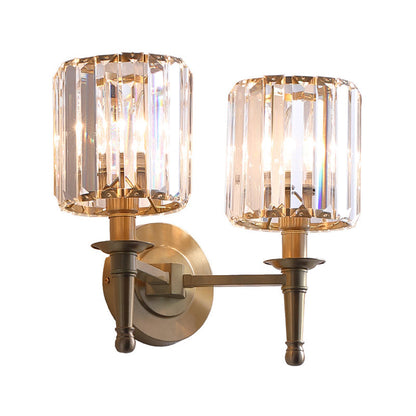 Colette Brass Crystal Cylinder Wall Light Sconce