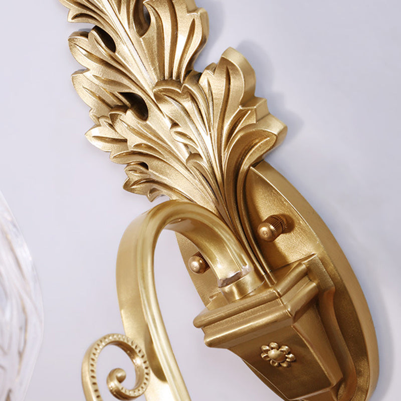 Camille Gold Wall Mount Light with Carved Glass Ruffle Shade