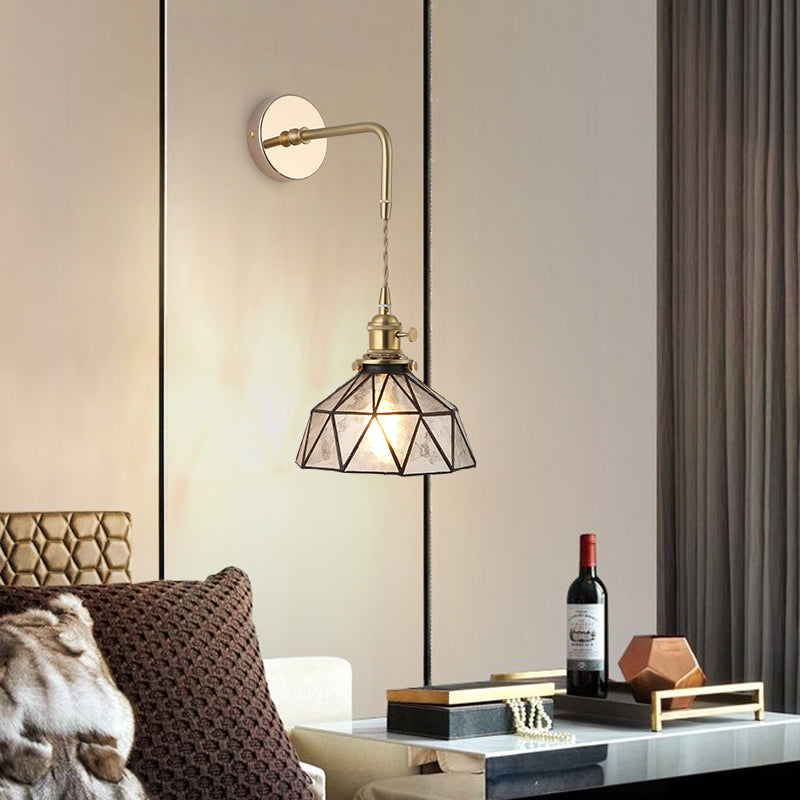 Élise Vintage Glass Shade Wall Lamp Gold Finish