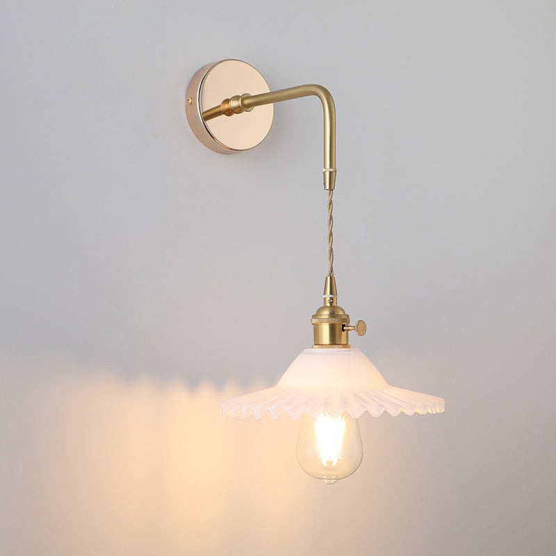 Élise Vintage Glass Shade Wall Lamp Gold Finish
