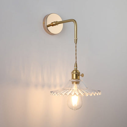 Amélie Vintage Wall Lamp with Gold Metal and Glass Shade