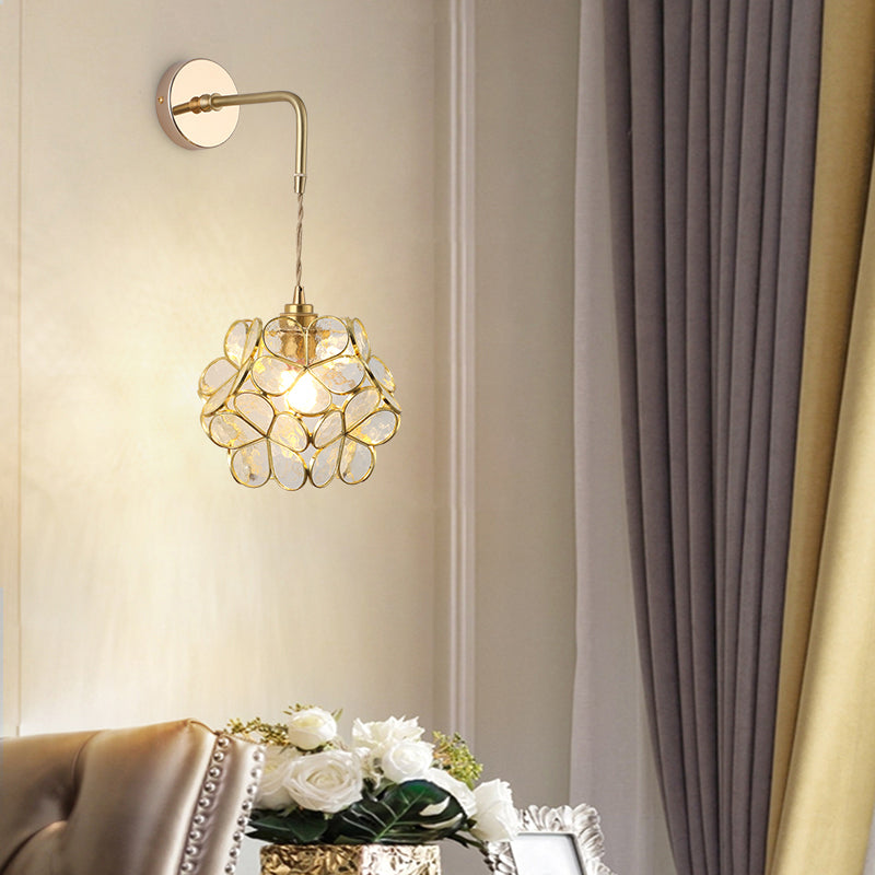 Élise Vintage Glass Shade Wall Lamp Gold Finish