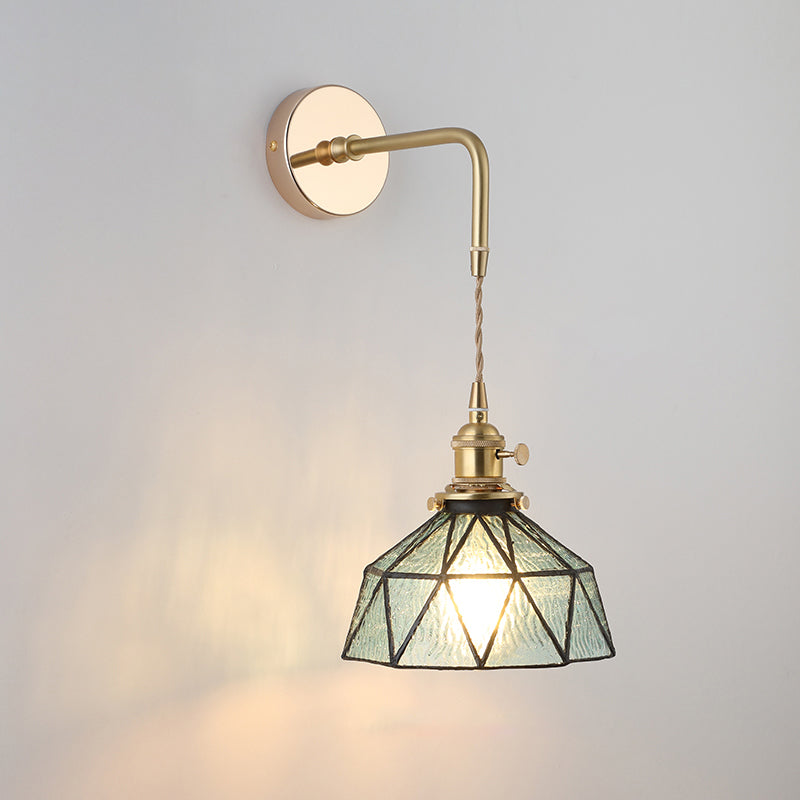 Amélie Vintage Wall Lamp with Gold Metal and Glass Shade