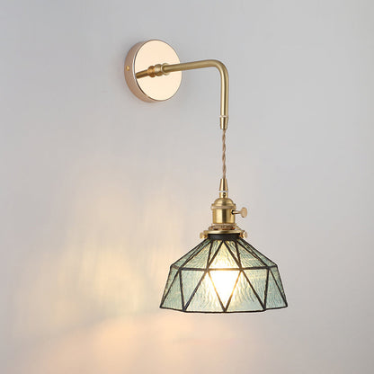 Amélie Vintage Wall Lamp with Gold Metal and Glass Shade