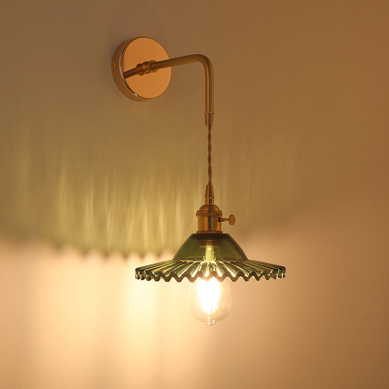 Amélie Vintage Wall Lamp with Gold Metal and Glass Shade