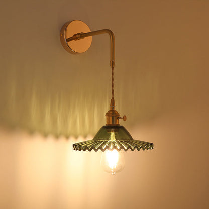 Amélie Vintage Wall Lamp with Gold Metal and Glass Shade