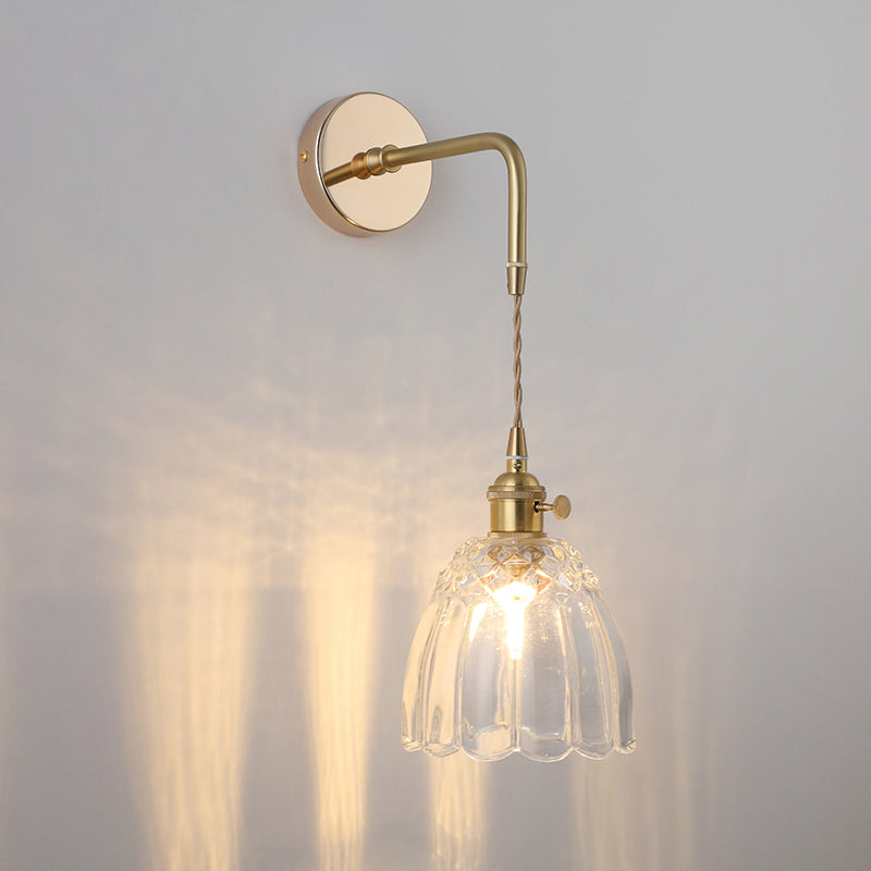 Amélie Vintage Wall Lamp with Gold Metal and Glass Shade