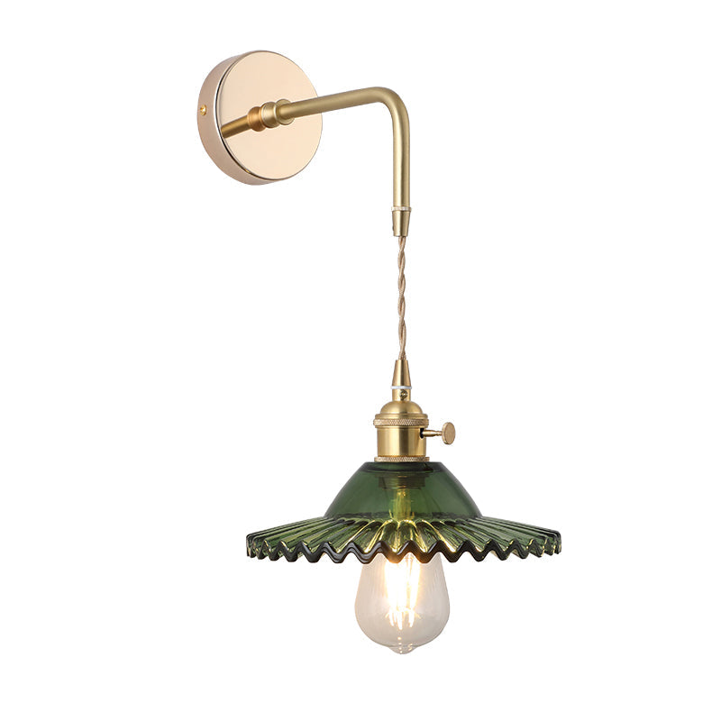 Amélie Vintage Wall Lamp with Gold Metal and Glass Shade