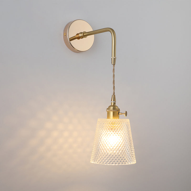 Amélie Vintage Wall Lamp with Gold Metal and Glass Shade