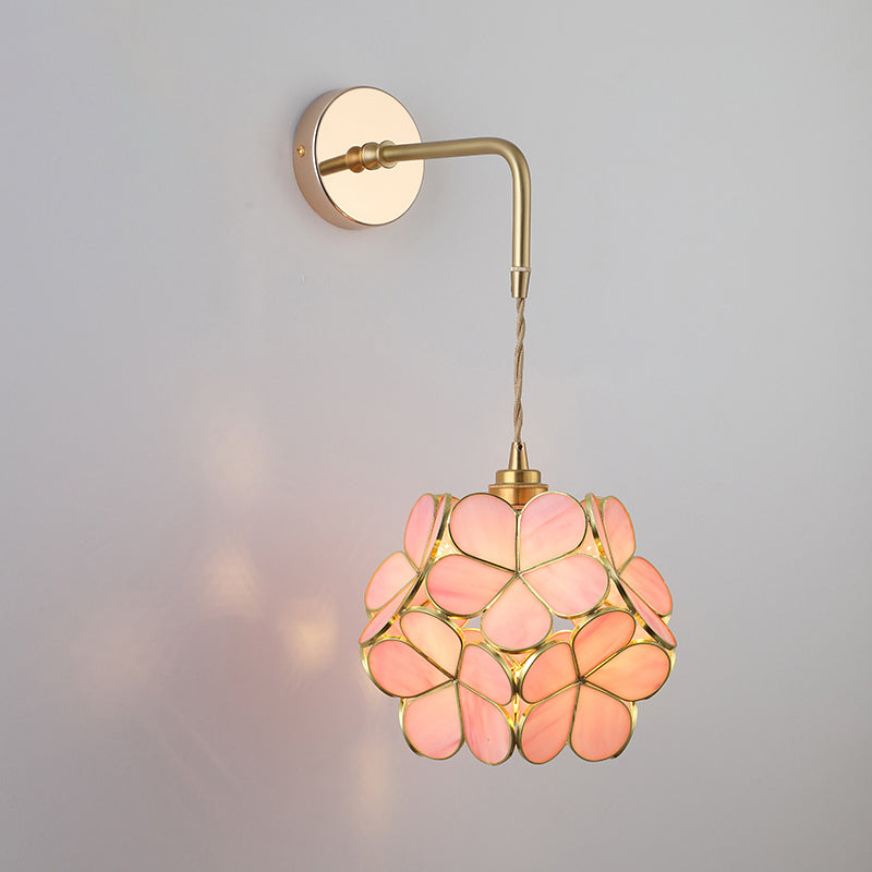 Amélie Vintage Wall Lamp with Gold Metal and Glass Shade