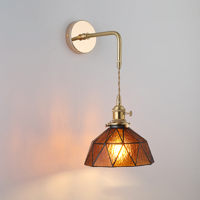 Amélie Vintage Wall Lamp with Gold Metal and Glass Shade