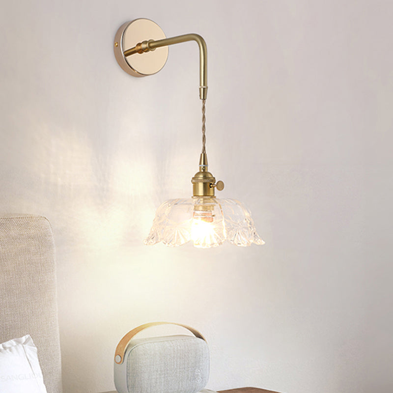 Élise Vintage Glass Shade Wall Lamp Gold Finish