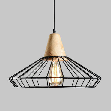 Camille Hängelampe Industrial-Stil mit Holz-Akzent