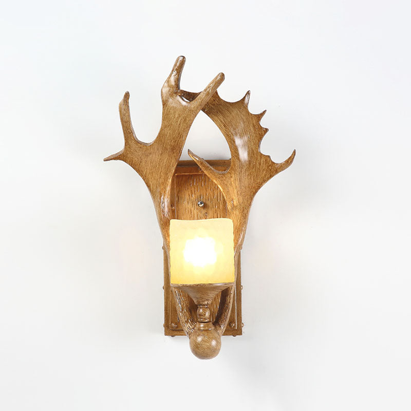 Margaux Antler Resin Wall Light with Frosted Glass Shade