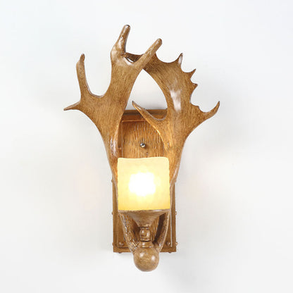 Margaux Antler Resin Wall Light with Frosted Glass Shade