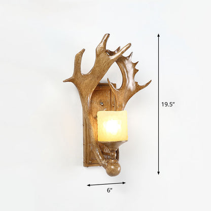 Margaux Antler Resin Wall Light with Frosted Glass Shade