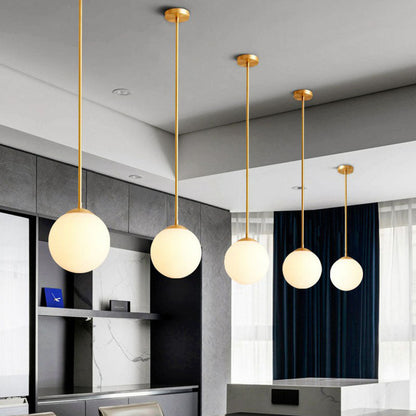 Camille Modern Globe Kitchen Pendant Light in Cream Glass