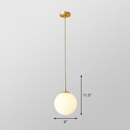Camille Modern Globe Kitchen Pendant Light in Cream Glass