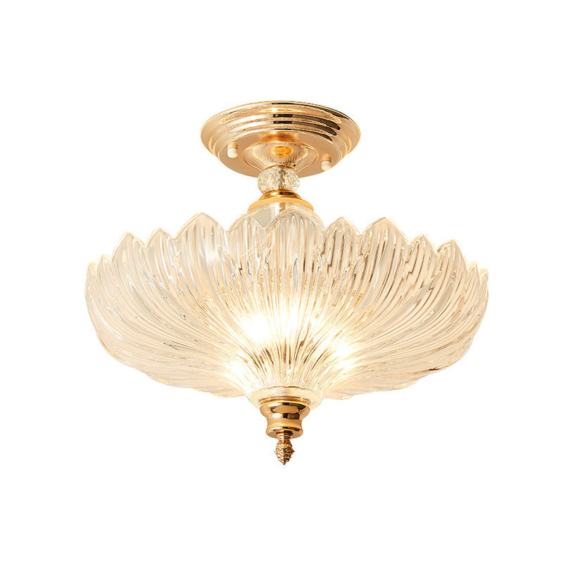 Adeline Crystal Semi Flush Deckenleuchte mit Wellenschliff