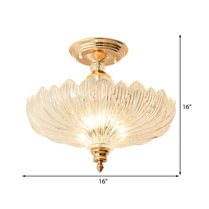 Adeline Crystal Semi Flush Deckenleuchte mit Wellenschliff