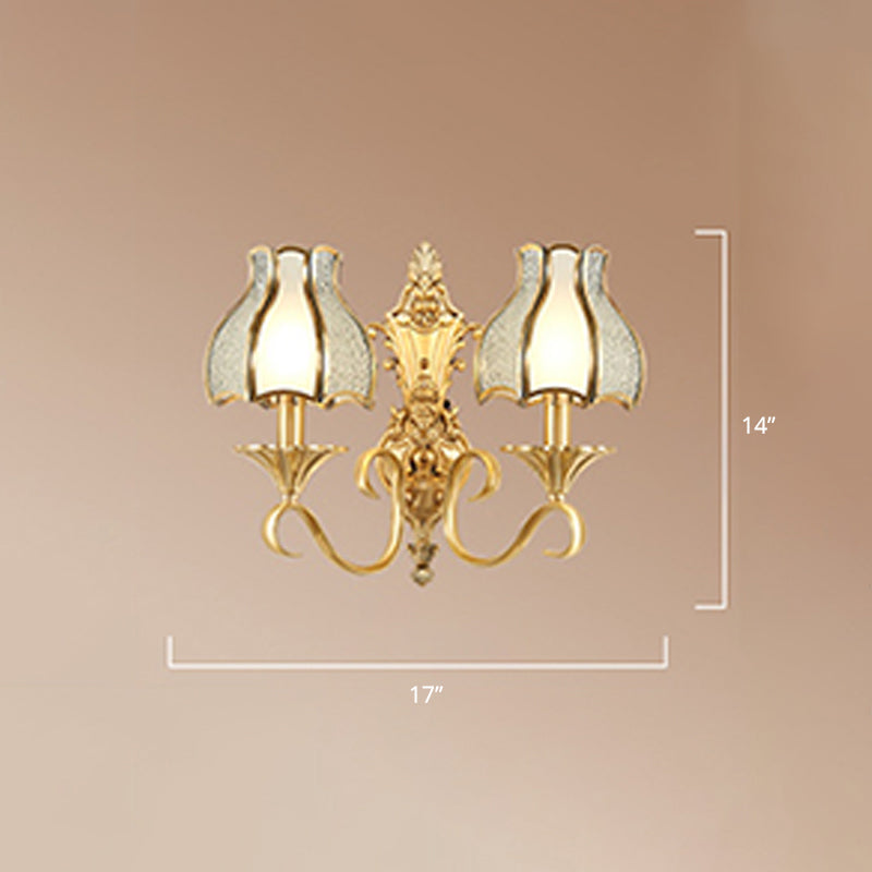 Clémence Brass Bud Wall Mount Light with Beveled Glass Shade