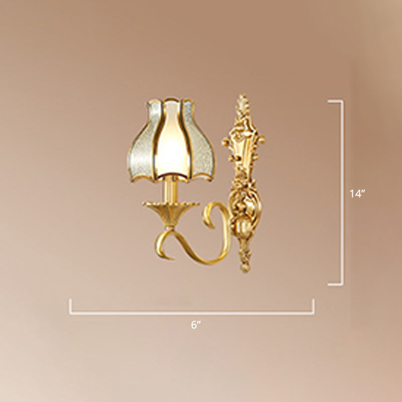 Clémence Brass Bud Wall Mount Light with Beveled Glass Shade