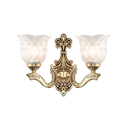 Rüschen Schlafzimmer Wandleuchte – Traditionelle wellenförmige Glas Bronze-Finish Wandlampe