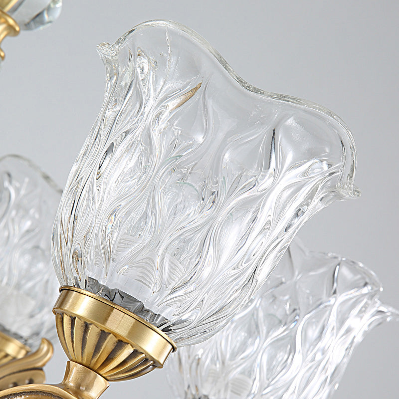 Rüschen Schlafzimmer Wandleuchte – Traditionelle wellenförmige Glas Bronze-Finish Wandlampe