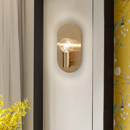 Chloé Gold Wandleuchte mit sichtbarer Glühbirne und ovaler Wandplatte