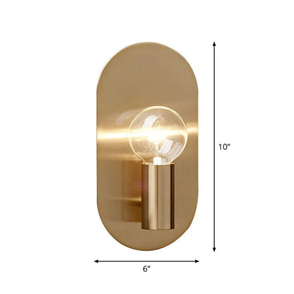Céleste Wandleuchte mit freiliegender Glühbirne, Goldmetall und ovaler Wandplatte